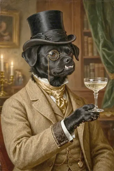 Top Hat Dandy pet portrait